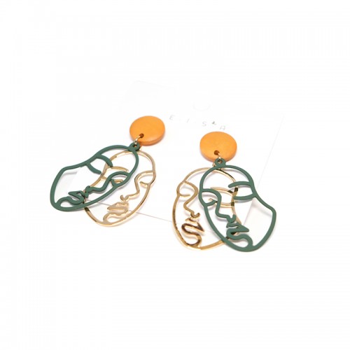 Серьги Faces Green