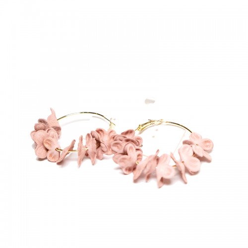 Серьги ring of flowers beige